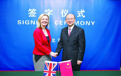 中英双方签署相关合作谅解备忘录